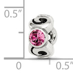 Sterling Silver 925 Pink Crystal October Birthstone Bead by Sophia Jewelers