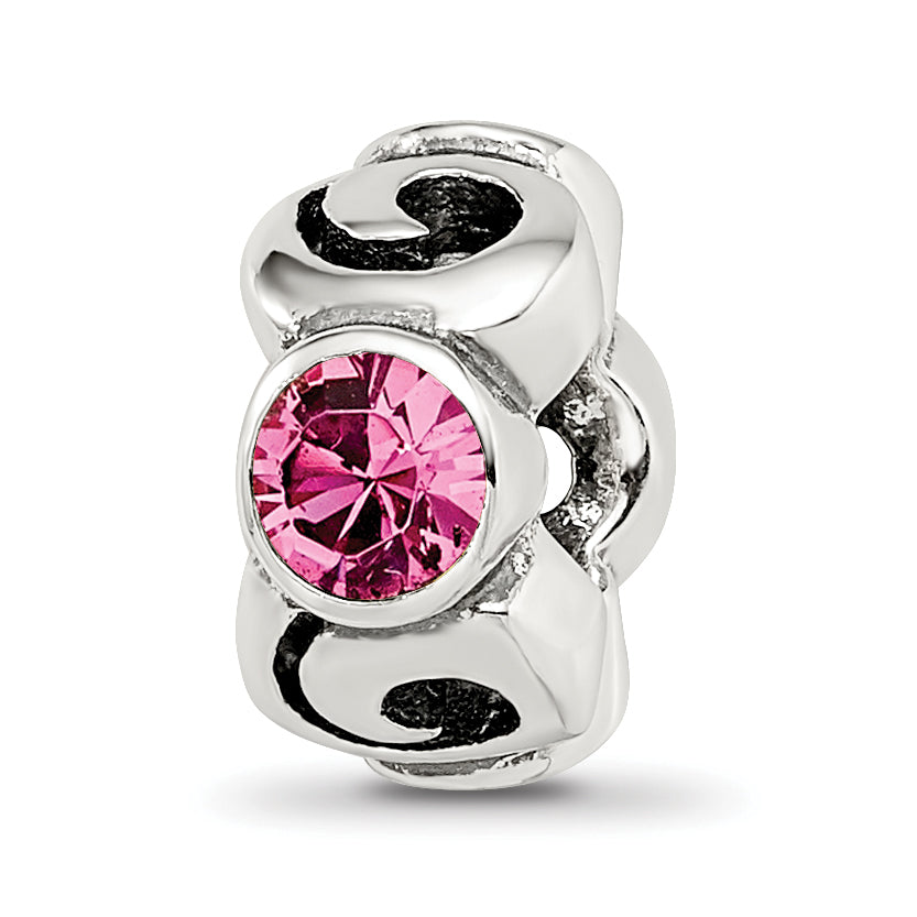 Sterling Silver Reflections October Pink Preciosa Crystal Birthstone Bead Main image