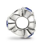 Sterling Silver Blue Crystal Birthstone Bead with Antiqued Finish