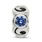 Sterling Silver Blue Crystal Birthstone Bead with Antiqued Finish