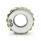 Sterling Silver 925 Bead with Green Crystal August Birthstone, Antiqued Finish