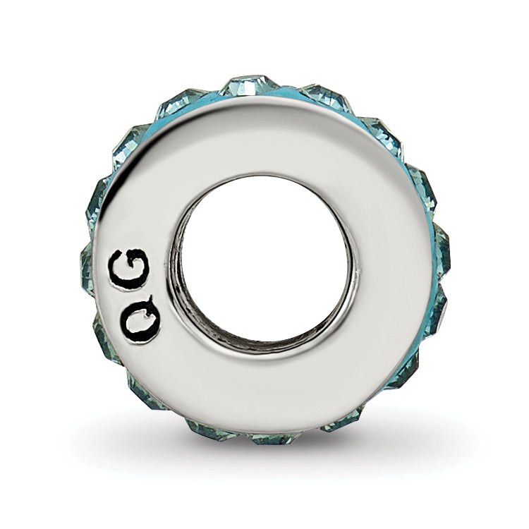 Sterling Silver 925 Bead with Blue Preciosa Crystal Elegant Antiqued Finish Secondary image