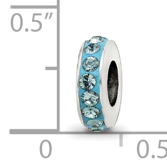 Sterling Silver 925 Bead with Blue Preciosa Crystal Elegant Antiqued Finish