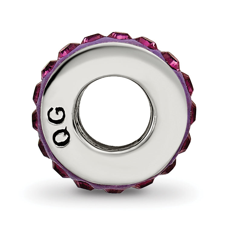 Sterling Silver 925 Bead with Purple Preciosa Crystal Vintage Antiqued Finish