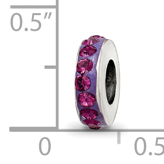 Sterling Silver 925 Bead with Purple Preciosa Crystal Vintage Antiqued Finish