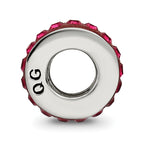 Sterling Silver 925 Antiqued Bead with Red Preciosa Crystal for July Birthstone
