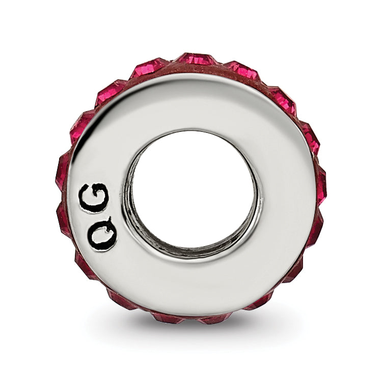 Sterling Silver 925 Antiqued Bead with Red Preciosa Crystal for July Birthstone
