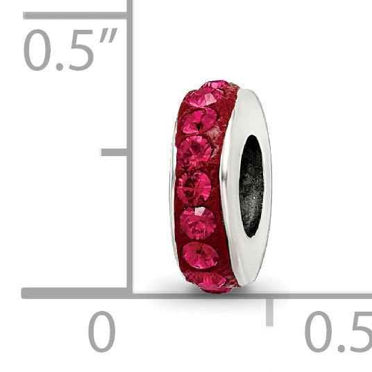 Sterling Silver 925 Antiqued Bead with Red Preciosa Crystal for July Birthstone