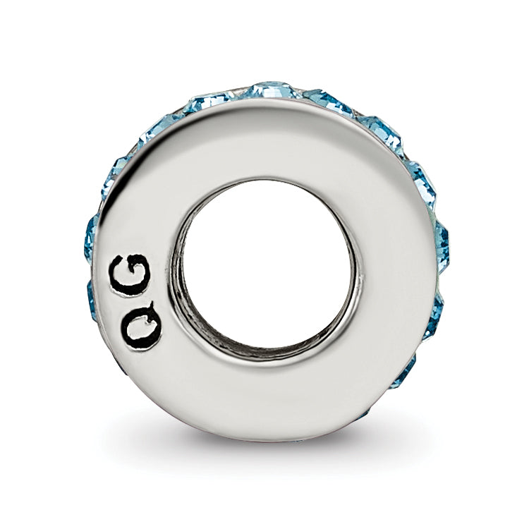 Sterling Silver 925 Blue Crystal Bead with Antiqued Finish