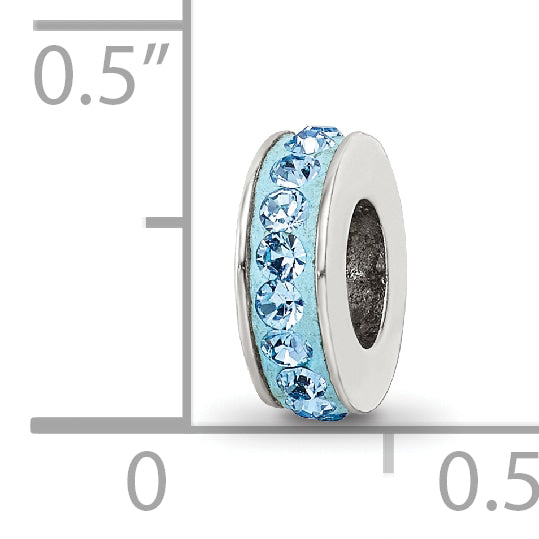 Sterling Silver 925 Blue Crystal Bead with Antiqued Finish