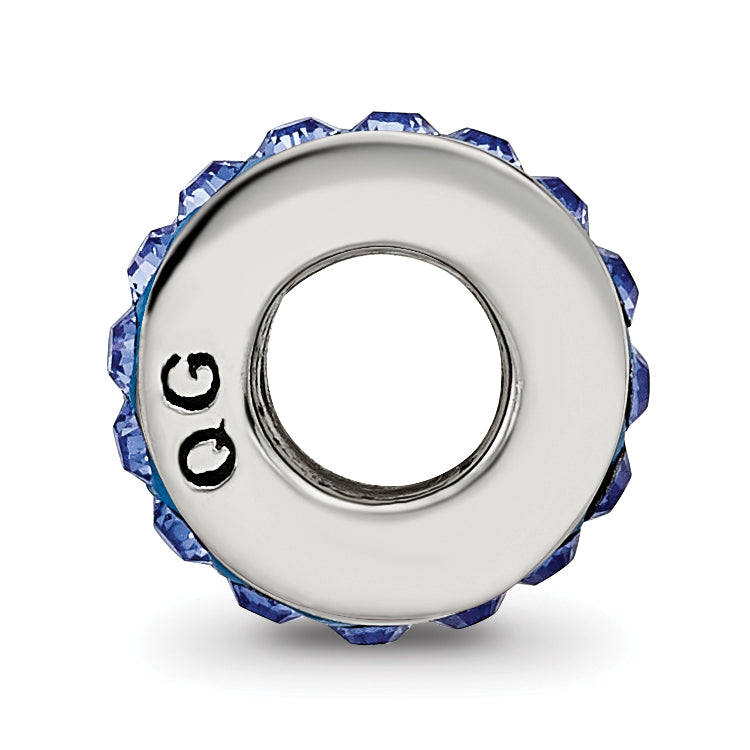 Sterling Silver Crystal Bead with Blue Preciosa Stones Antiqued Finish