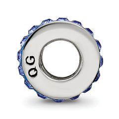 Sterling Silver Crystal Bead with Blue Preciosa Stones Antiqued Finish