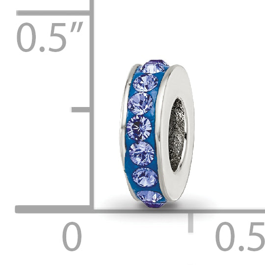 Sterling Silver Crystal Bead with Blue Preciosa Stones Antiqued Finish
