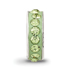 Sterling Silver 925 Bead with Green Crystal August Birthstone, Antiqued Finish