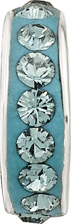 Sterling Silver 925 Bead with Blue Preciosa Crystal Elegant Antiqued Finish