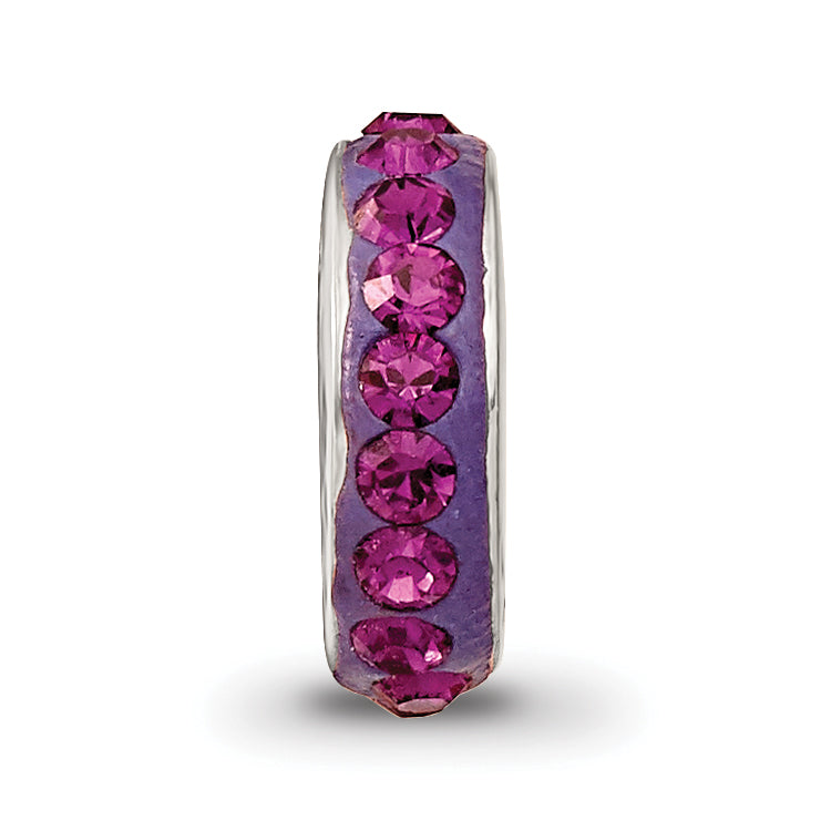 Sterling Silver 925 Bead with Purple Preciosa Crystal Vintage Antiqued Finish