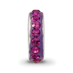 Sterling Silver 925 Bead with Purple Preciosa Crystal Vintage Antiqued Finish