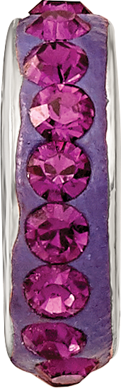 Sterling Silver 925 Bead with Purple Preciosa Crystal Vintage Antiqued Finish