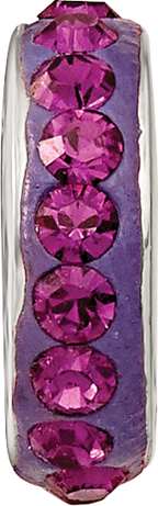 Sterling Silver 925 Bead with Purple Preciosa Crystal Vintage Antiqued Finish