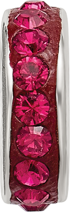 Sterling Silver 925 Antiqued Bead with Red Preciosa Crystal for July Birthstone