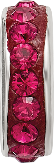 Sterling Silver 925 Antiqued Bead with Red Preciosa Crystal for July Birthstone