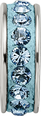 Sterling Silver 925 Blue Crystal Bead with Antiqued Finish
