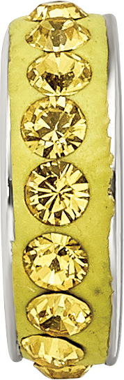 Sterling Silver 925 Bead with Yellow Crystal, Antiqued Finish