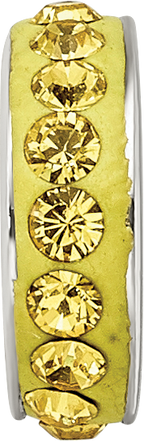 Sterling Silver 925 Bead with Yellow Crystal, Antiqued Finish