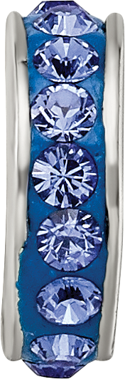 Sterling Silver Crystal Bead with Blue Preciosa Stones Antiqued Finish