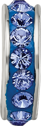 Sterling Silver Crystal Bead with Blue Preciosa Stones Antiqued Finish