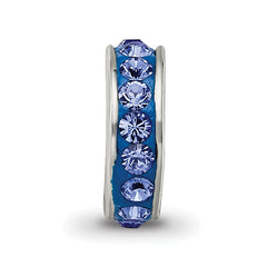 Sterling Silver Crystal Bead with Blue Preciosa Stones Antiqued Finish