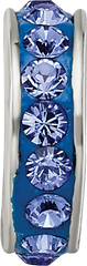 Sterling Silver Crystal Bead with Blue Preciosa Stones Antiqued Finish