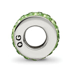 Sterling Silver 925 Antiqued Bead with Double Row Green Crystals
