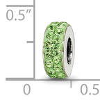 Sterling Silver 925 Antiqued Bead with Double Row Green Crystals