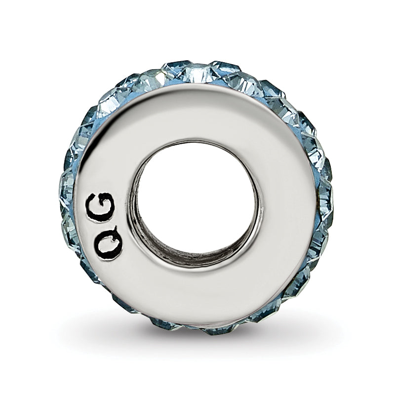 Sterling Silver 925 Bead with Double Row Blue Preciosa Crystals Secondary image