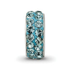 Sterling Silver 925 Bead with Double Row Blue Preciosa Crystals