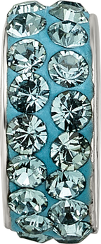 Sterling Silver 925 Bead with Double Row Blue Preciosa Crystals