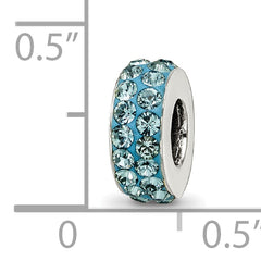 Sterling Silver 925 Bead with Double Row Blue Preciosa Crystals