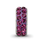 Sterling Silver 925 Double Row Purple Crystal Bead with Antiqued Finish