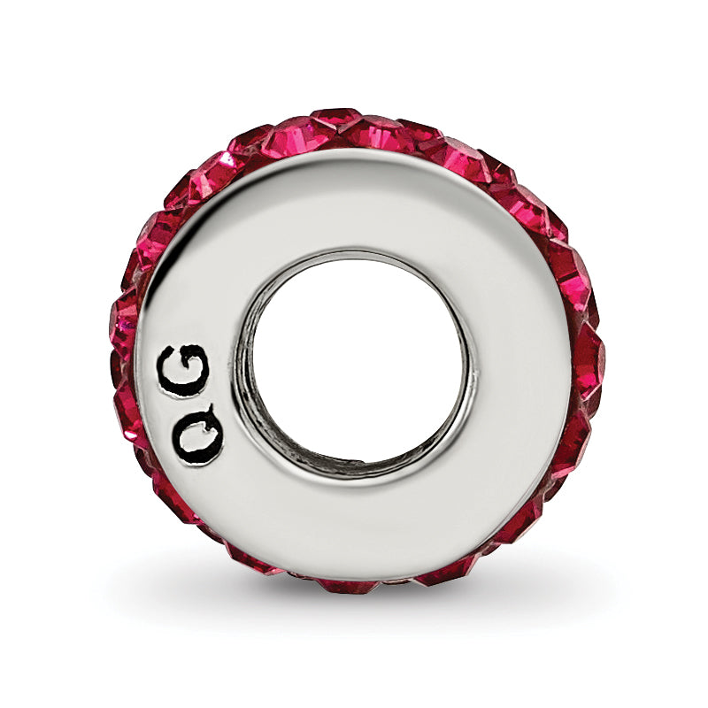 Sterling Silver 925 Red Crystal Bead with Double Row Design, Antiqued Finish