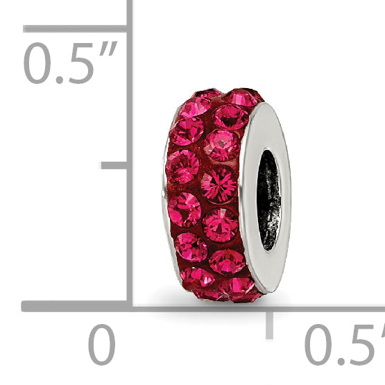 Sterling Silver 925 Red Crystal Bead with Double Row Design, Antiqued Finish