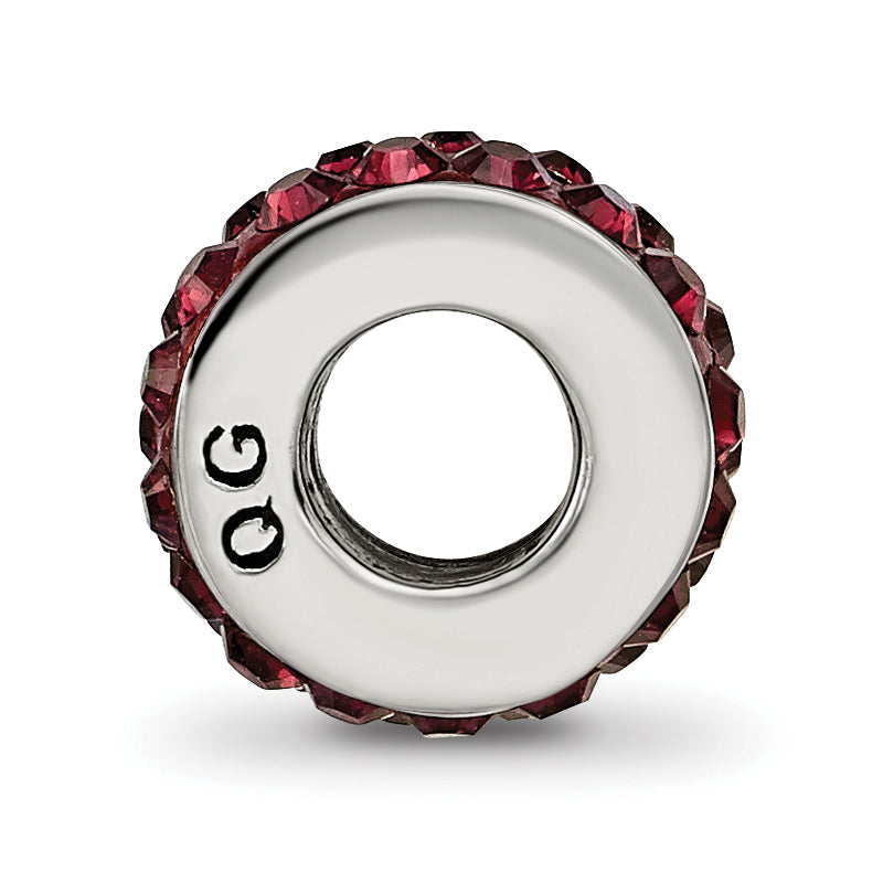 Sterling Silver 925 Antiqued Bead with Double Row Red Crystal for June Birthstone Secondary image