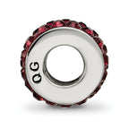 Sterling Silver 925 Antiqued Bead with Double Row Red Crystal for June Birthstone