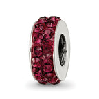 Sterling Silver Reflections June Double Row Red Preciosa Crystal Bead