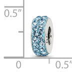 Sterling Silver 925 March Blue Crystal Bead with Double Row Sparkle