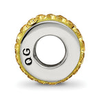 Sterling Silver 925 Double Row Bead with Yellow Crystals, Antiqued Finish
