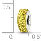 Sterling Silver 925 Double Row Bead with Yellow Crystals, Antiqued Finish