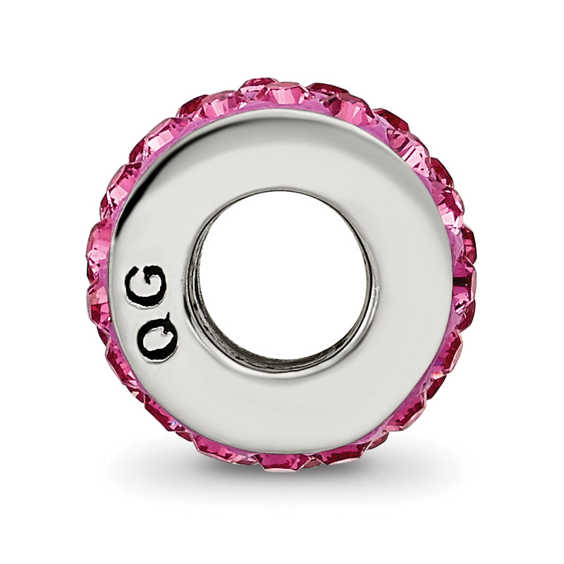 Sterling Silver 925 Double Row Pink Crystal Bead with Antiqued Finish