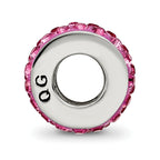 Sterling Silver 925 Double Row Pink Crystal Bead with Antiqued Finish