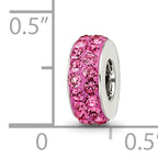 Sterling Silver 925 Double Row Pink Crystal Bead with Antiqued Finish